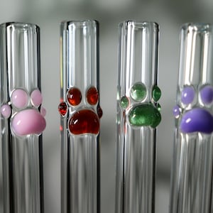 Paw Print Glass Drinking Straw with Carrying Case