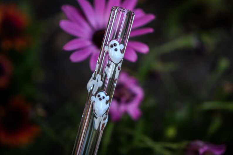 Swirl of Ghosts Glass Drinking Straw with Carrying Case and Brush image 9
