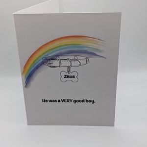 Tarjeta de condolencia personalizada por pérdida de mascota (perro macho) Un niño muy bueno