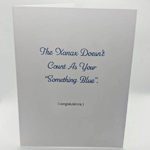 Carte de mariage ou de douche nuptiale Xanax quelque chose de bleu drôle