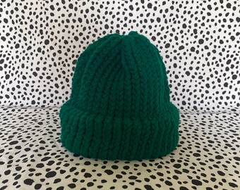 forest Green Wool Beanie Hat 