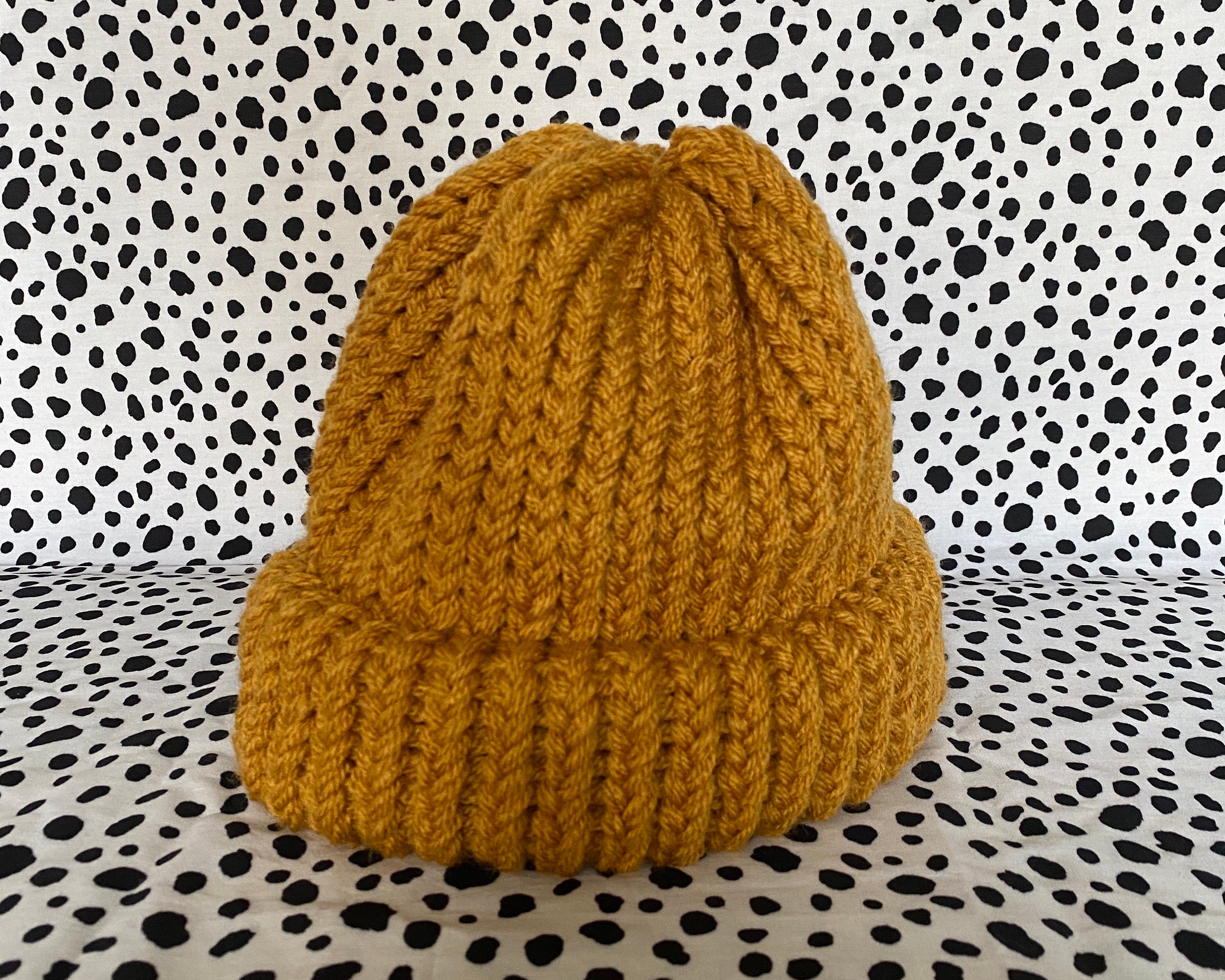 Hand Knitted Mustard Beanie Hat. - Etsy 