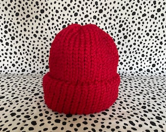 Red Wool Beanie - Etsy