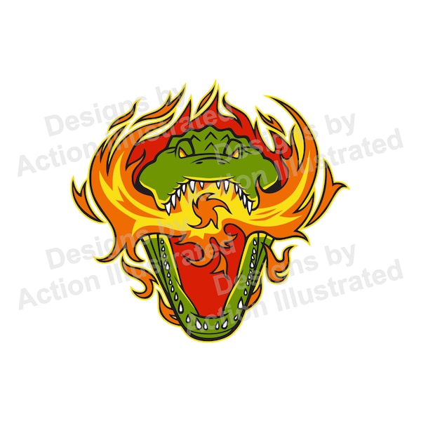 Flaming Crocodile Waterproof Vinyl Sticker, Burning Alligator, Great for Any Smooth Surface, Laptops, Glass, Growlers, Notebooks & More!