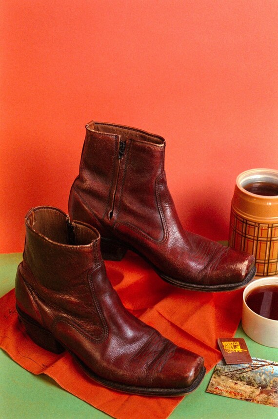 1970s men’s western cowboy boots | red brown rust
