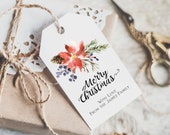 Christmas gift tags printable, merry christmas favor tags, holiday favor tags, christmas watercolor, instant download, CHR03