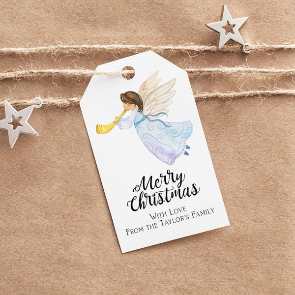 Christmas Gift Tags, Angel Christmas Gift tags, Religious Christmas favor tags, Christian Christmas, Editable template