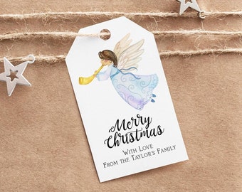 Christmas Gift Tags, Angel Christmas Gift tags, Religious Christmas favor tags, Christian Christmas, Editable template