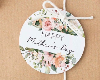 Printable Mothers Day Gift Tags, Happy MOTHER'S Day Tag, Mothers Day Cookie Tag, Floral Greenery Mother's Day TAG, Instant download