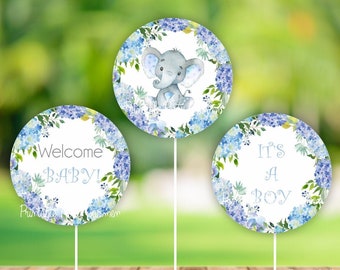 Elephant baby shower centerpieces, Printable centerpieces, Baby Shower decoration, it's a boy, little peanut