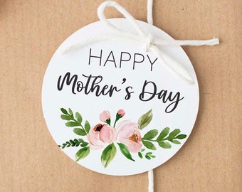 Happy MOTHER'S Day Tag, Printable Mothers Day Gift Tags, Mothers Day Cookie Tag, Floral Pink Mother's Day TAG, Instant download