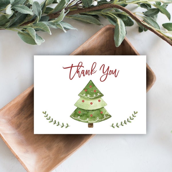 Christmas Thank you card Printable, Holiday Thank you Card, Christmas tree, Christmas Thanks, Instant download