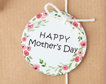 Happy MOTHER'S Day Gift Tag, Printable Mothers Day Favor Tags, Mothers Day Cookie Tag, Floral Greenery Mother's Day TAG, Instant download
