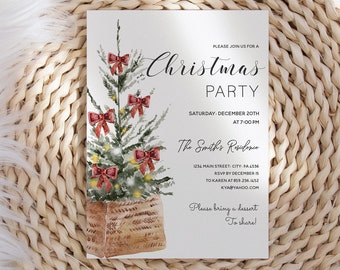 Christmas Invitation, Holiday Party Invitation, Printable Invitation, Christmas card, Editable Template, Instant Download, CHR11