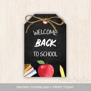 Welcome back to school Gift tag, Back to school printable tag, Teacher gift tags, Instant download, Apple First Day Favors