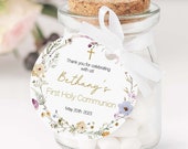Gil First Communion Favor Tags, Thank you Tags Communion, printable tags, Spring Flowers, Wild floral, Editable template, Arch gold, FC16 Il_170x135