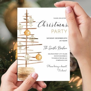 Boho Christmas Invitation | Editable Holiday Invitation Template, Printable Christmas Cards & Invite for Festive Celebrations