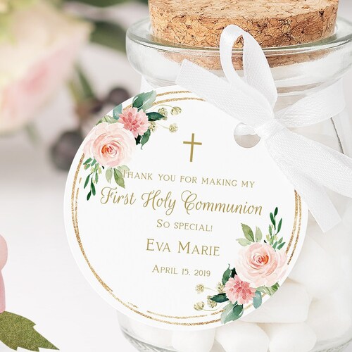 First Communion Favor Tags Girl Printable Tags Communion Etsy