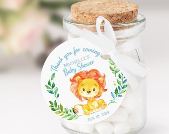 Lion Baby shower favor tags, boy baby shower, Thank you tags, jungle baby shower, safari baby shower, birthday favor tags
