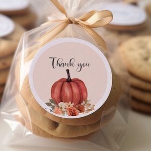 Fall Thank you tag Stickers Baby Shower Favor Tag, Fall Cookie Label, Popcorn Labels Little Pumpkin Baby Shower, Instant download FALL101