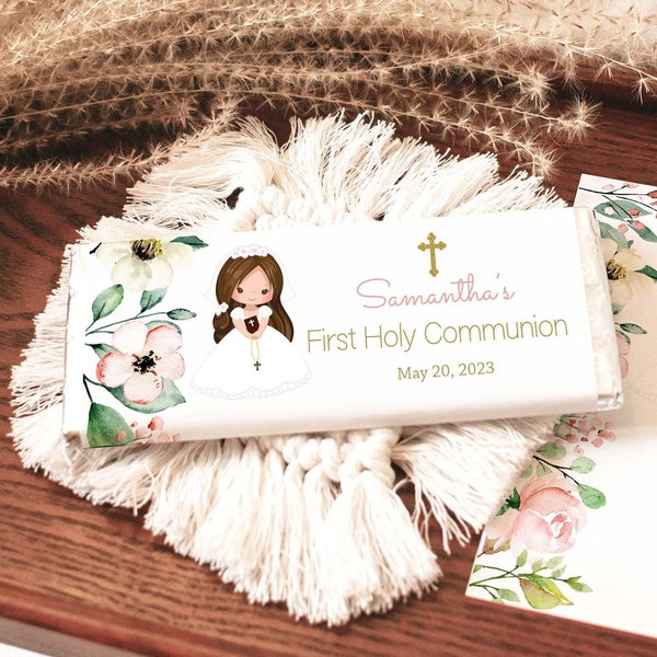 Chocolate Bar Wrapper Communion, Girl First Communion Chocolate Bar Wrapper Template, Candy Bar Wrapper, Editable Template, FC13
