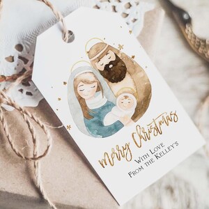 Nativity Christmas Favor Tag, Christian Gift Tag Template, Religious Holiday Label, Editable, Printable, Instant Download CHR02