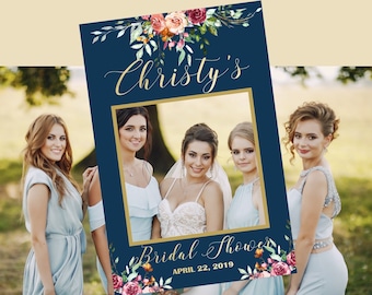 Navy burgundy Bridal shower photo prop frame, bridal shower photo prop, photo booth frame, bridal shower decoration, bridal shower sign