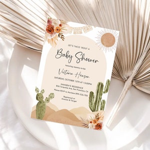 Taco Bout Baby Shower Invitation, Fiesta Mexican shower invitation Template, Southwestern Baby shower, Cactus Desert Baby shower