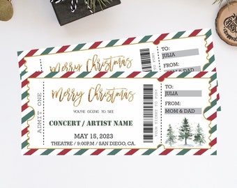 CHRISTMAS Concert Gift Ticket, Surprise Concert, Christmas Gift, Surprise Gift Voucher, Editable Template, Instant download