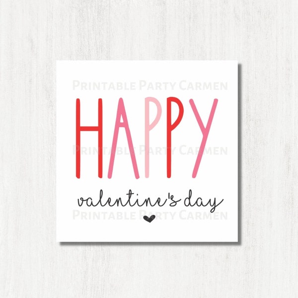 Happy Valentines Day tag. Valentine's day gift tag. Printable Cookie Square tag. Valentine cookie tags. Minimalist, Instant download.