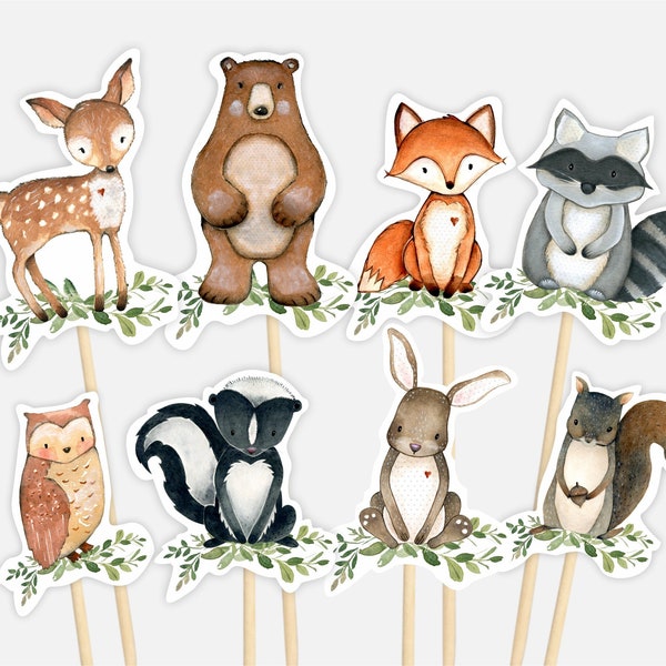 Woodland animals CENTERPIECES baby shower, Decoration baby shower, printable centerpieces, woodland animals, birthday centerpieces