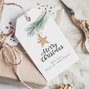 Star Christmas favor tag, Holiday Gift Tag Template, printable label, watercolor, instant download, CHR04