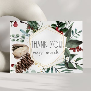 Weihnachten Danke Karte Vorlage, Danke Karte druckbar, Danke Karte, Urlaub Danke, Bearbeitbare Vorlage