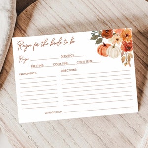 Brautdusche Rezept Karte, Herbst Brautdusche Rezept, druckbare Rezeptkarte, Rezept für die Braut, Terrakotta Sofort-Download
