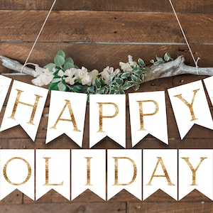 Christmas Ornaments, Happy Holiday Banner, Christmas Banner, Happy Holiday Decor, printable banner, holiday garland, CHRINV001