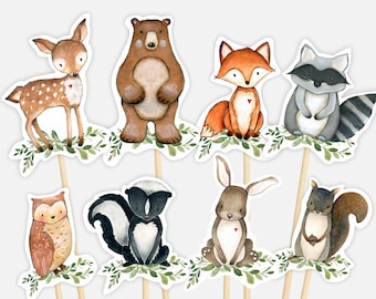 CENTROS DE PIEZAS animales del bosque baby shower, Decoración baby shower, centros de mesa imprimibles, animales del bosque, centros de mesa de cumpleaños