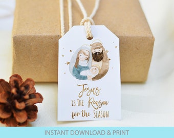 Kerstcadeaukaartjes, bedankkaartjes, religieuze kerst, kerstcadeau, instant download