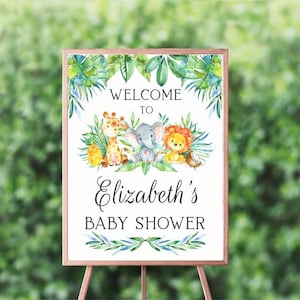 Jungle Baby Shower Welcome Sign, safari welcome sign, baby shower welcome sign neutral gender, printable sign, jungle baby shower decoration