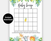 Bingo Baby shower, jungle baby shower, printable bingo game safari, safari baby shower, tropical baby shower games baby shower, Download