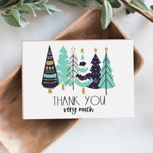 Urlaub Dankeschön-Karte, Weihnachten Dankeschön-Karte Printable, Kiefer Baum Karte, Instant Download, Weihnachten Danke, CHR05