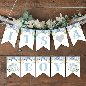 Boy Elephant Baby Shower Favor Tag, Watercolor Blue Elephant Printable Baby Shower Gift Tags, Baby Shower Elephant Labels, Editable Template image 2