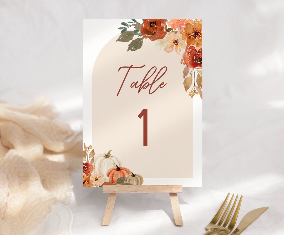 Fall Table Numbers, Printable Table Numbers, Autumn Baby Shower, Fall ...