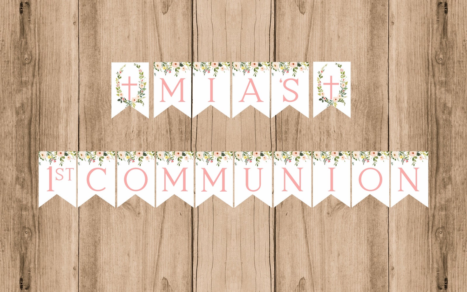 Banner 1st Communion, Girl First Communion Decorations, Communion Decoration Printable Banner, Geenery - Etsy free-vector-first-communion-collection-in-flat-design