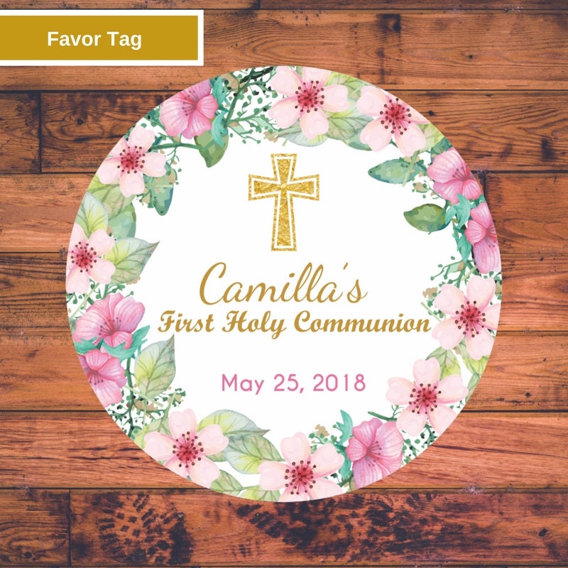 Buy Favor Tags First Communion Girl Printable Favor Tags Floral Online ...