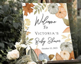Fall Baby Shower Welcome Sign, Pumpkin Baby Shower Fall, Autumn Shower, Neutral Baby Shower, Shower Decoration, Printable sign, Pumkins