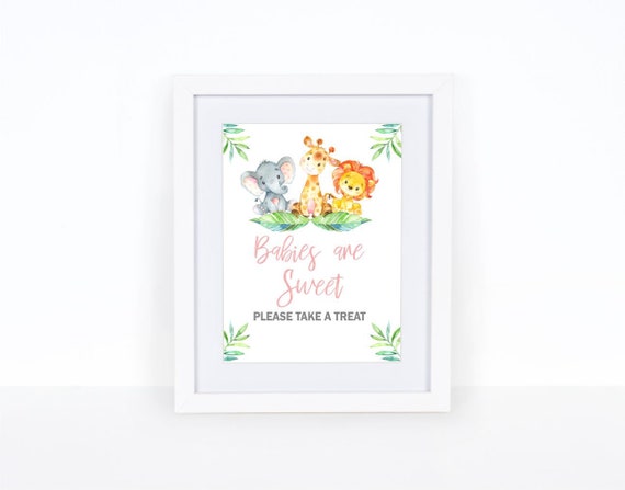 Safari babies are sweet please take a treat baby shower sign baby shower decor jungle baby shower instant download Il_570xn