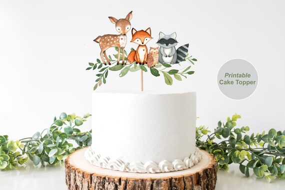 woodland cake topper printable baby shower cake topper etsy