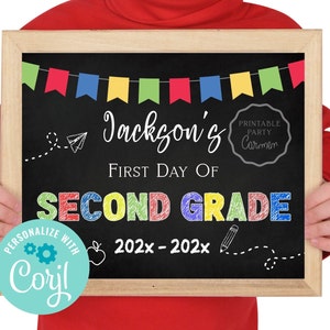 First Day of School Sign, Second Grade Printable Sign, First Day of ...