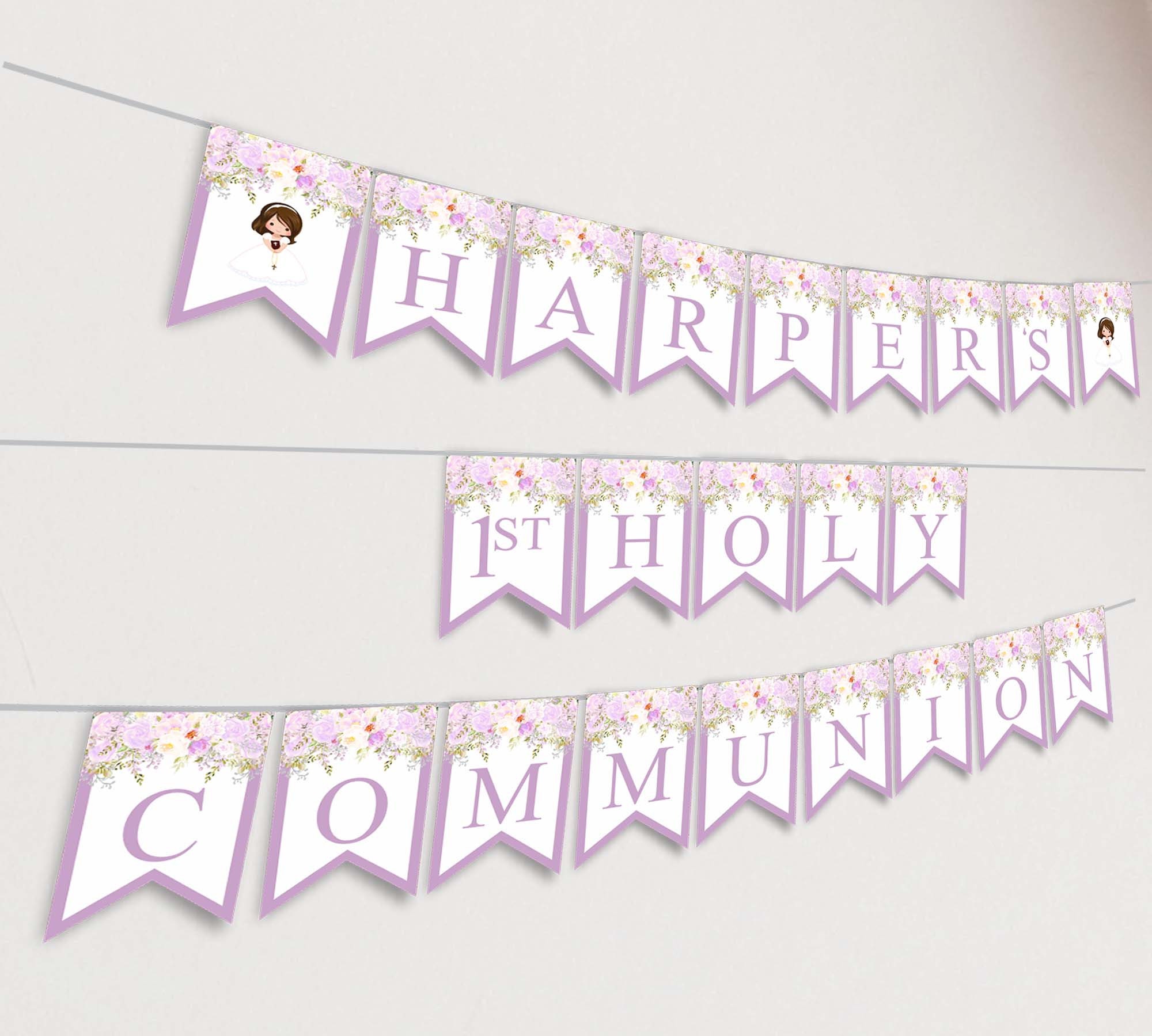 Banner Girl First Holy Communion Communion Decorations Lilac - Etsy