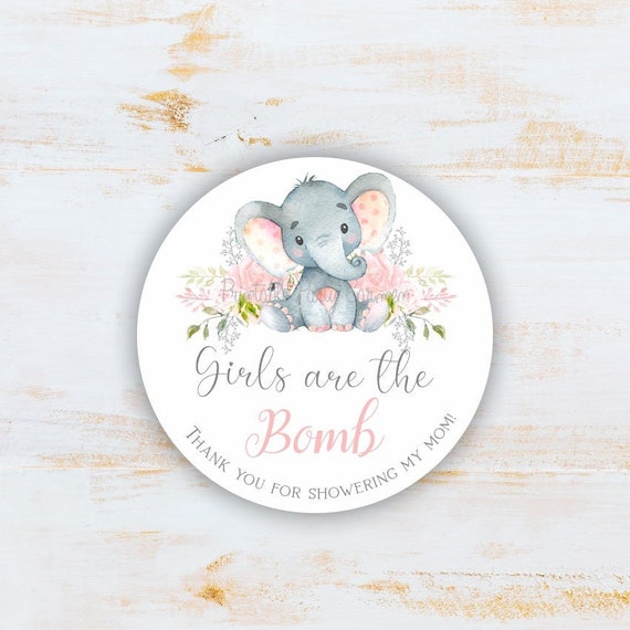 Girls Are The Bomb Tag Girl Elephant Baby Shower Favor Tag Watercolor Girls Are The Bomb Tag Girl Elephant Baby Shower Favor Tag Watercolor